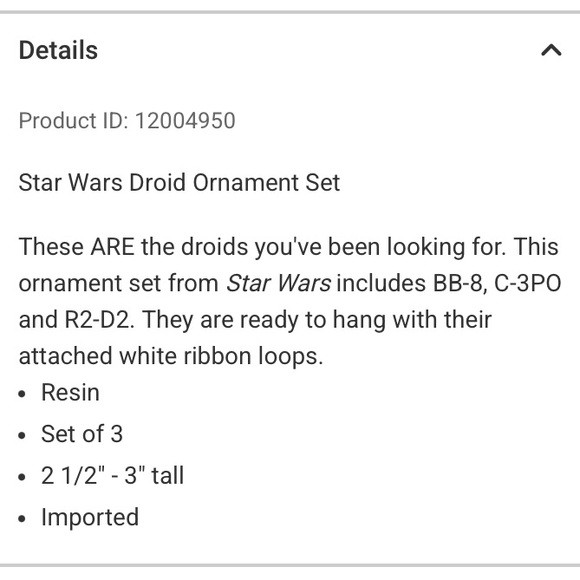 HALLMARK DISNEY STAR WARS DROID ORNAMENTS - SET OF 3! - Picture 12 of 12